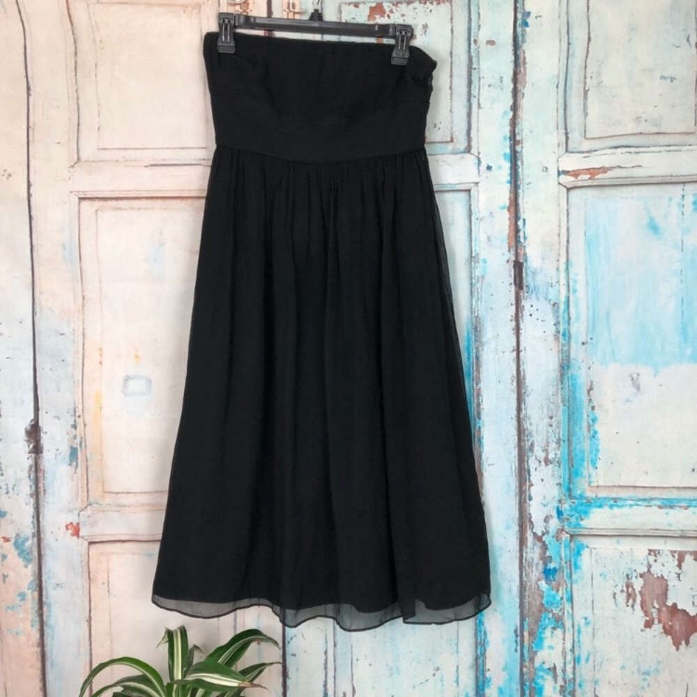 J. Crew Black Emily Silk Chiffon Dress